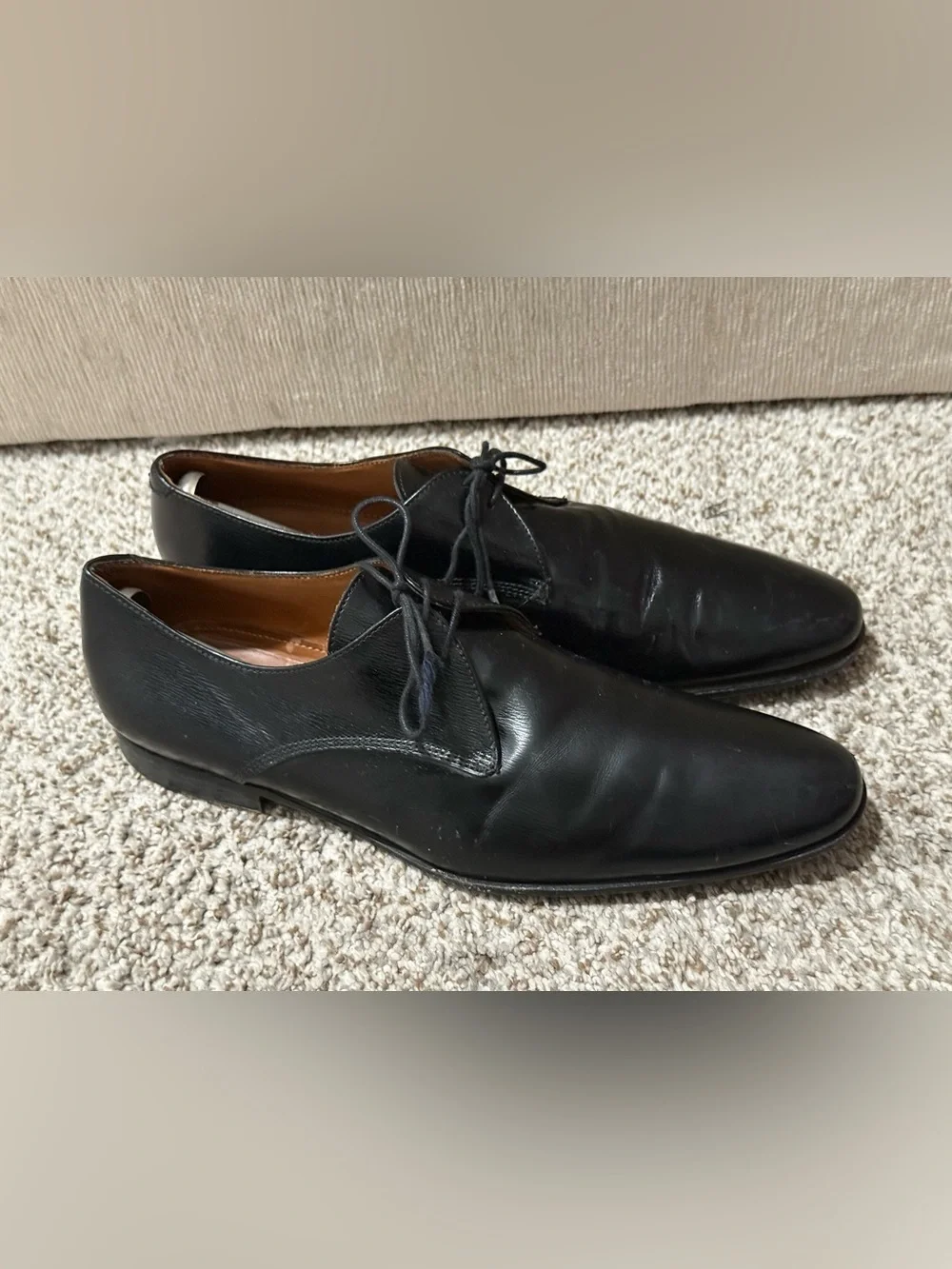 Burberry Men's Black Leather Derby Dress Shoes Size 44 EU 11 US Made In Italy